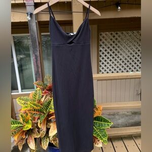 Roxy blue midi dress with side slit. Size XS.